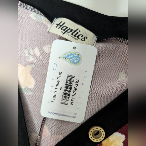 NWT Haptics by Holly Harper 3XL Maroon Floral Long Sleeve Top - Picture 3 of 9